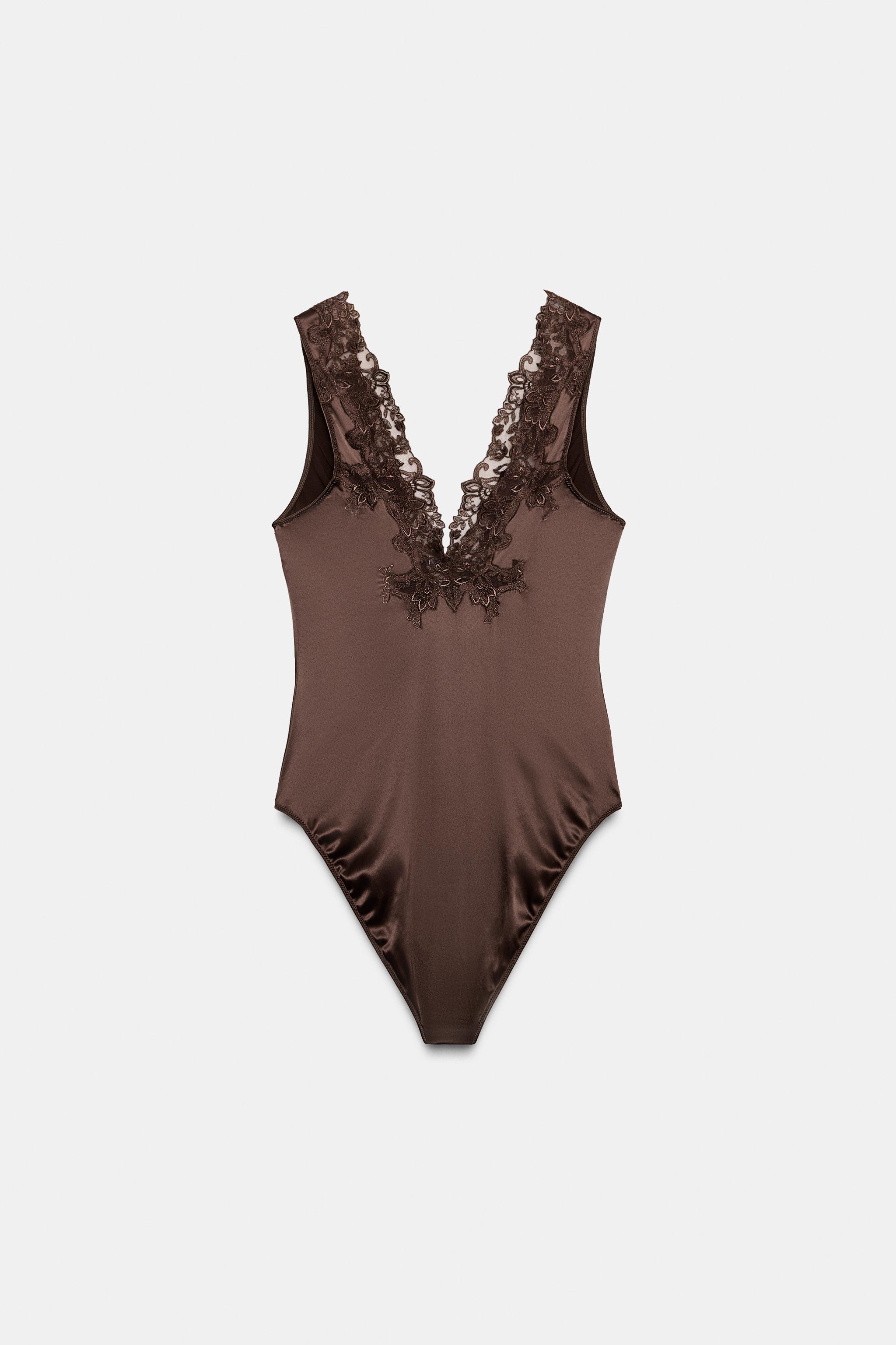 SATIN EFFECT LACE BODYSUIT ZW COLLECTION